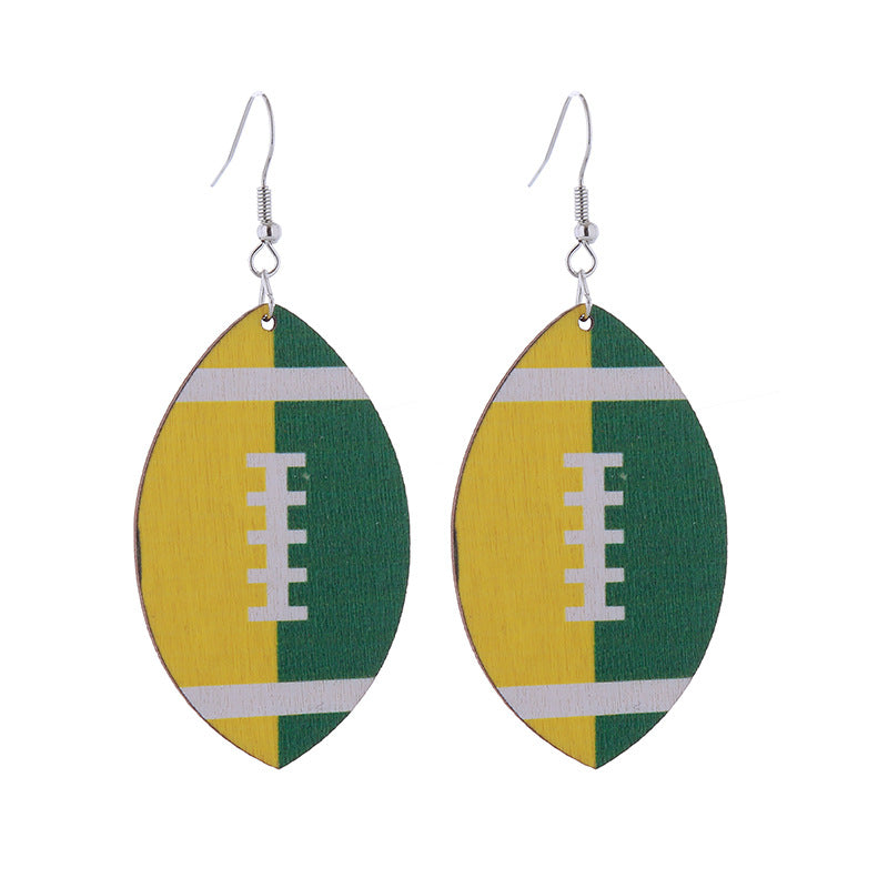Wholesale Sports Style Super American Football Wooden Earrings